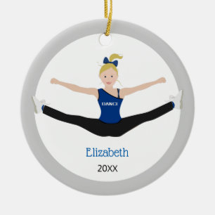Drill Team Blonde Haar Blau und Schwarz Keramik Ornament