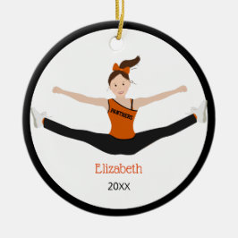 Drill Team braunes Haar Schwarz und Orange Keramik Ornament