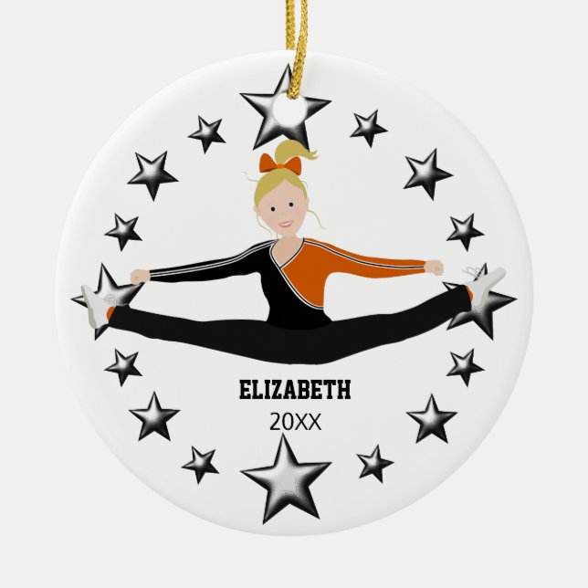 Drill Team Chef Blonde Black and Orange Keramik Ornament (Vorne)