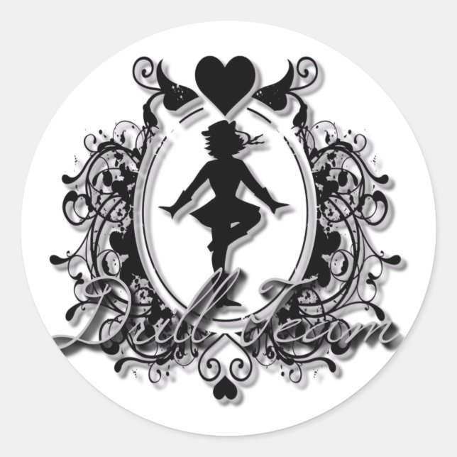 Drill Team Girl in einem Heart Frame Runder Aufkleber (Vorderseite)