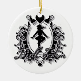 Drill Team Girl in einem Herzrahmen Keramikornament