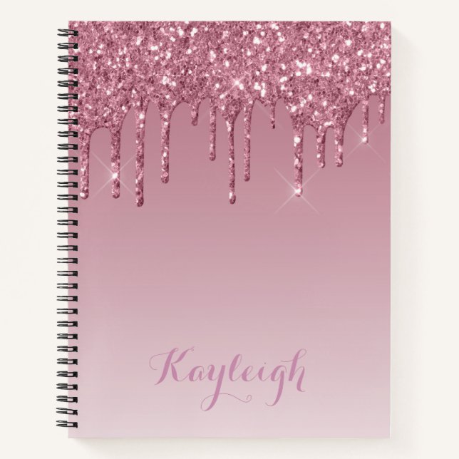 Drillen Rose Glitzer Rose Ombre Notizbuch (Vorderseite)