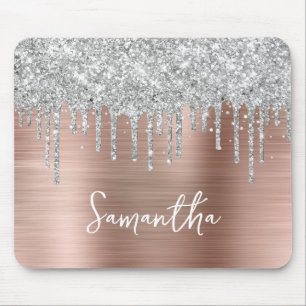 Drillen Silver Glitzer Rose Gold Glam Mousepad