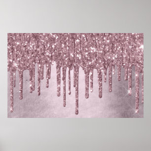 Drilling Girly Glitzer   Dusty Mauve Pink Shimmer Poster