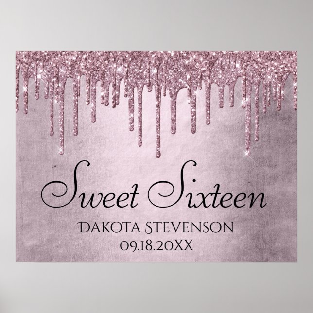Drilling Girly Glitzer | Dusty Mauve Pink Sweet 16 Poster (Vorne)
