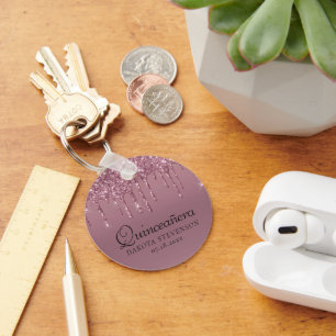 Drilling Girly Glitzer   Mauve Pink Quinceanera Schlüsselanhänger