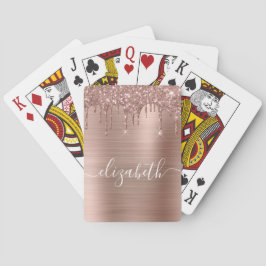 Drilling Glitzer Rose Gold Monogram Playing Cards Spielkarten