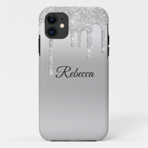 Drilling Glitzer Silver Personalisiert Case-Mate iPhone Hülle