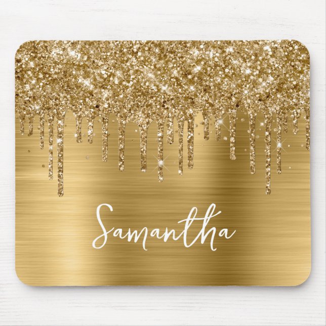 Drilling Gold Glitzer Glam Mousepad (Vorne)