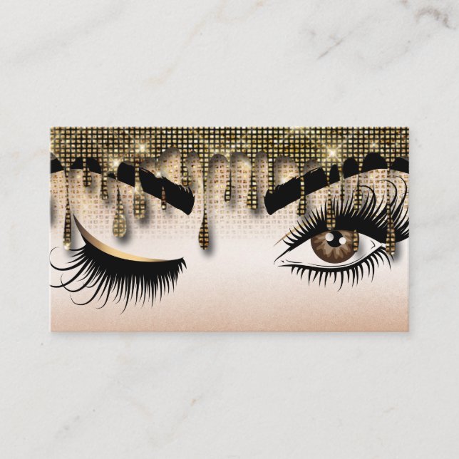 Drilling Gold Makeup artist Wink Eye Lashes Visitenkarte (Vorderseite)