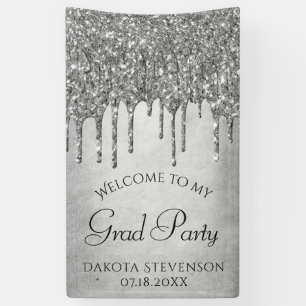 Drilling Silvery Glitzer Platinum Abschluss Banner