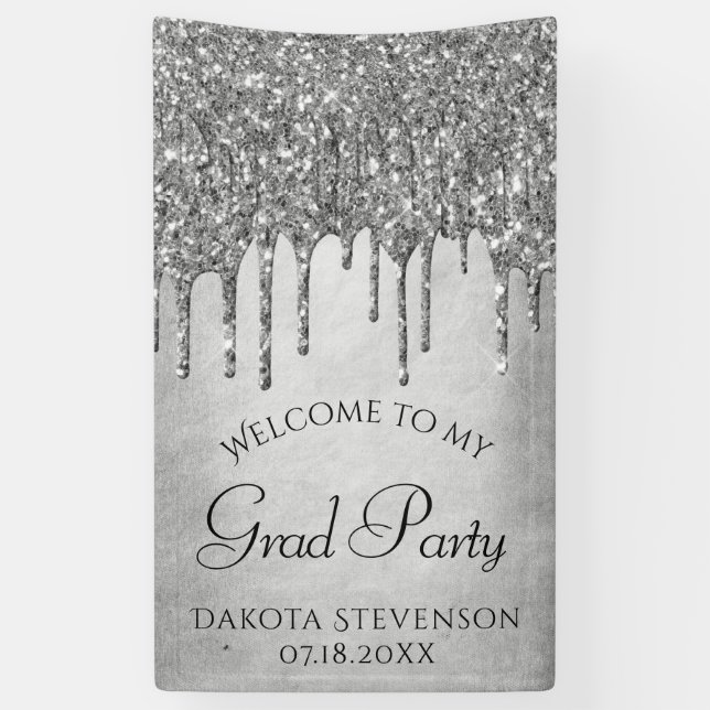 Drilling Silvery Glitzer | Platinum Abschluss Banner (Vertikal)
