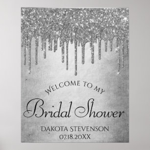 Drilling Silvery Glitzer Platinum Sparkle Dusche Poster