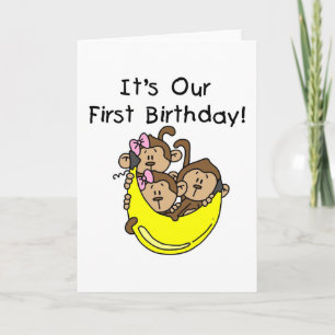 Drillinge 1. - Zwei Mädchen ein Junge T-Shirts und Karte