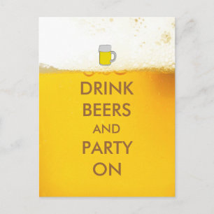 Drink Biere und Party auf Postkarte