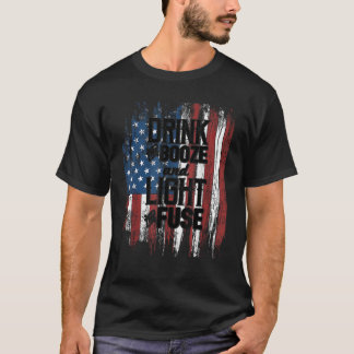 Drink Booze Light Fuse American Flag 4. Juli Bier T-Shirt