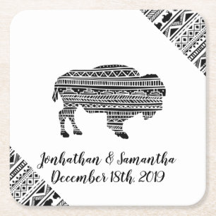 Drink Coasters Boho Buffalo Tribal Muster Böhmie Rechteckiger Pappuntersetzer