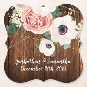 Drink Coasters Geometric Garden Rose Gold Barn Woo Untersetzer