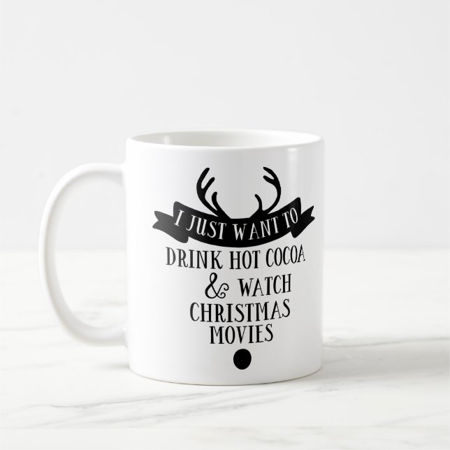 DRINK COCOA WATCH CHRISTMAS FILME Typografie Kaffeetasse (Links)