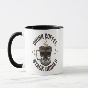 Drink Coffee Stack Bodies Spooky Coffeine Skull Tasse