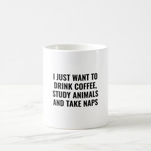 Drink Coffee Study Animal Funny Zoology Student Kaffeetasse (Mittel)