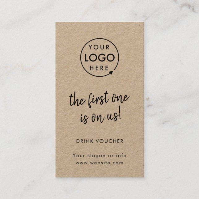 Drink-Gutschein | Rustikale Kraft-Logo-Karte Visitenkarte (Vorderseite)
