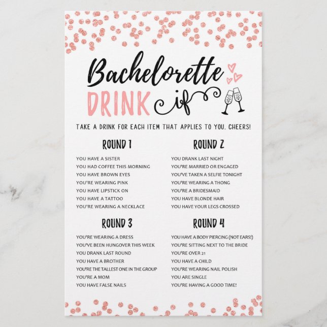 DRINK IF Bachelorette oder Hen Party (Vorderseite)