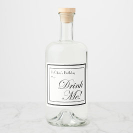 Drink im schwarzen und weißen Apothekenstil! Alkoholflaschenetikett