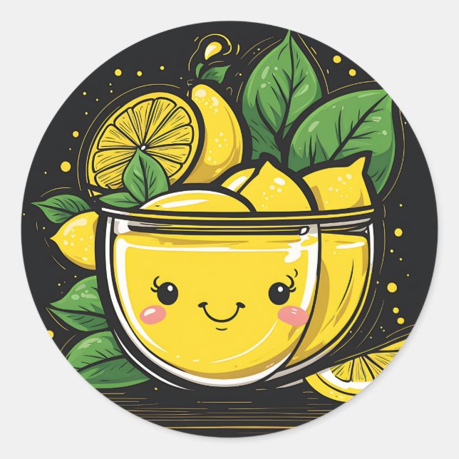 Drink Kawaii Lemonade Runder Aufkleber (Vorderseite)
