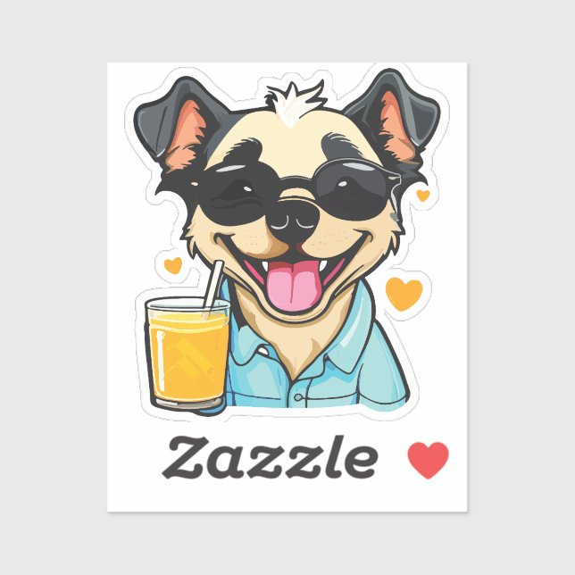 drink-loving dog aufkleber (Blatt)