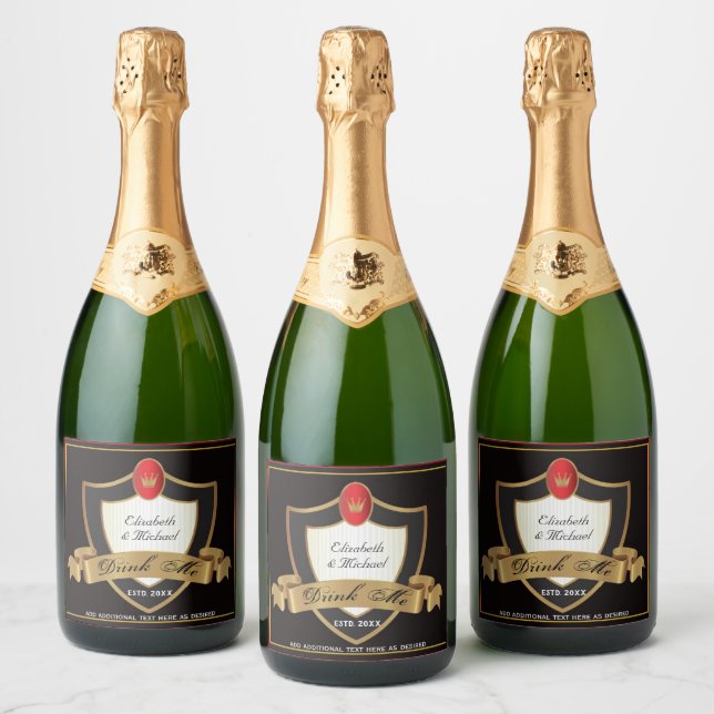 DRINK ME - Black Gold Royal Gastgeschenk Hochzeit  (Flaschen)