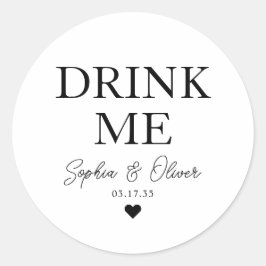 DRINK ME Dessert Candy Bar Herz Gastgeschenk Hochz Runder Aufkleber