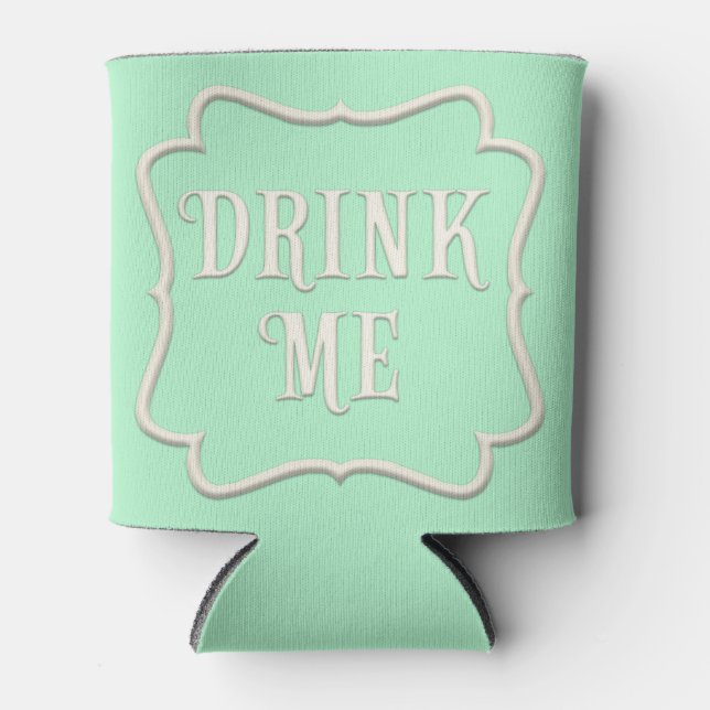 "Drink Me Wonderland Tee Party Pastel Green Dosenkühler (Vorderseite)
