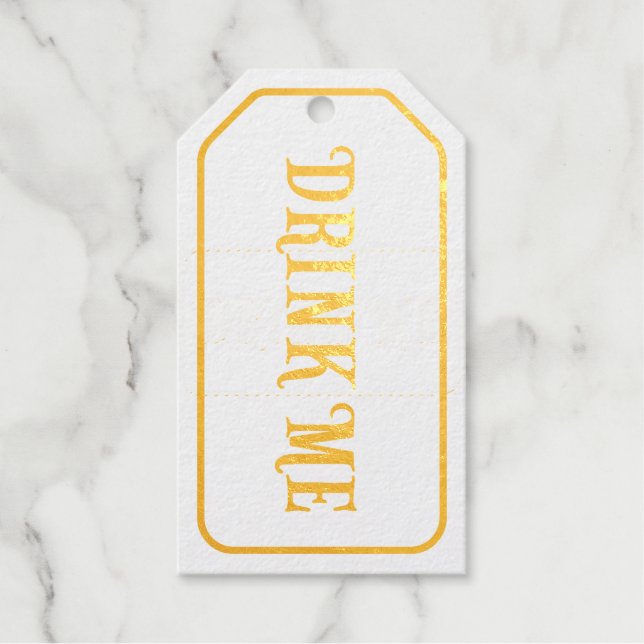 "Drink Me" Wunderland Tee Party Custom Gold Geschenkanhänger (Vorderseite)