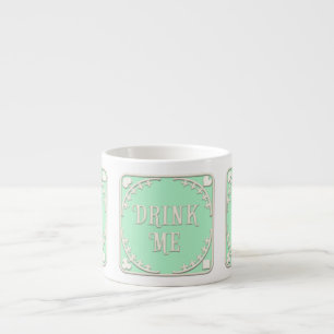 "Drink Me" Wunderland Tee Party Grünes Emblem Espressotasse