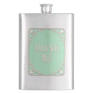 "Drink Me" Wunderland Tee Party Grünes Emblem Flachmann