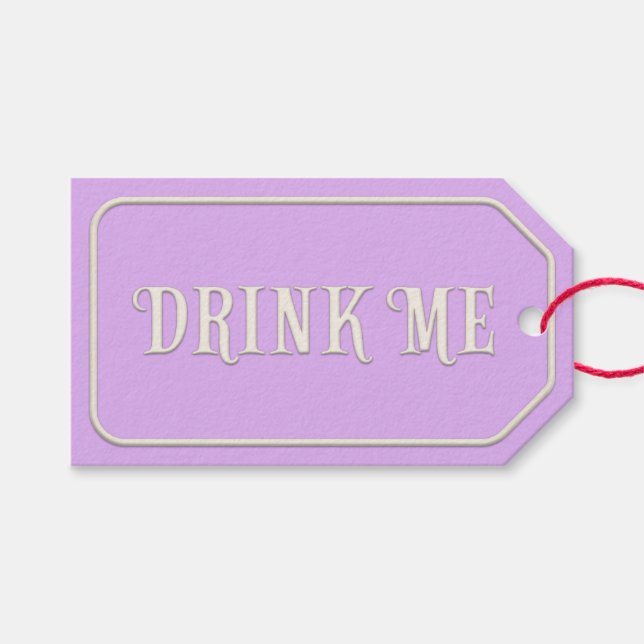 "Drink Me" Wunderland Tee Party Lila individuell a Geschenkanhänger (Vorderseite (Horizontal))