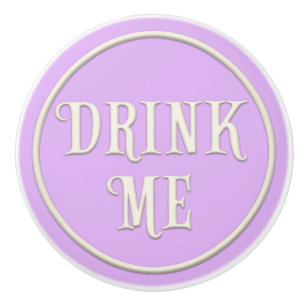 "Drink Me" Wunderland Tee Party Pastel Lila Keramikknauf