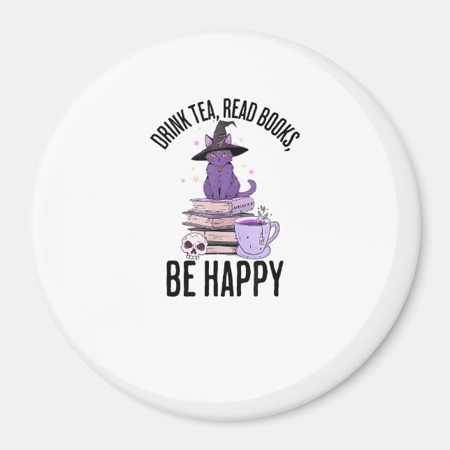 Drink Read Books Whimsigoth Halloween Design Magnet (Vorne)