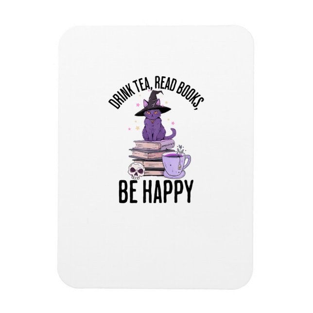 Drink Read Books Whimsigoth Halloween Design Magnet (Vertikal)