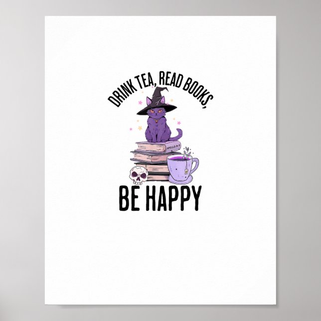 Drink Read Books Whimsigoth Halloween Design Poster (Vorne)