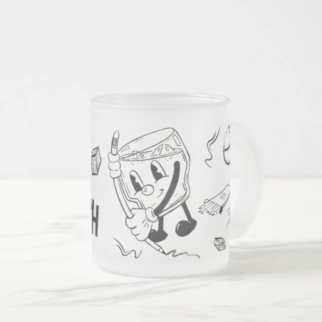 Drink & Sketch (black and white) Mattglastasse (VorderseiteRechts)