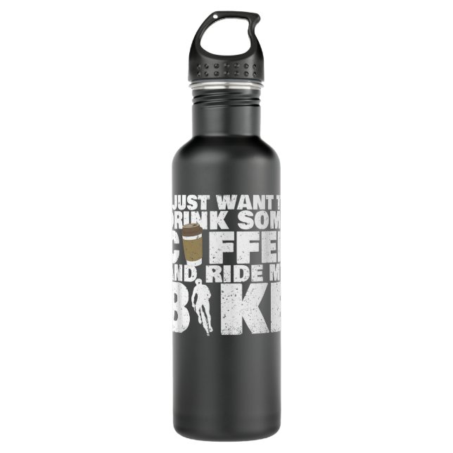 Drink Some Coffee And Ride My Bike - Cycling  Edelstahlflasche (Vorderseite)