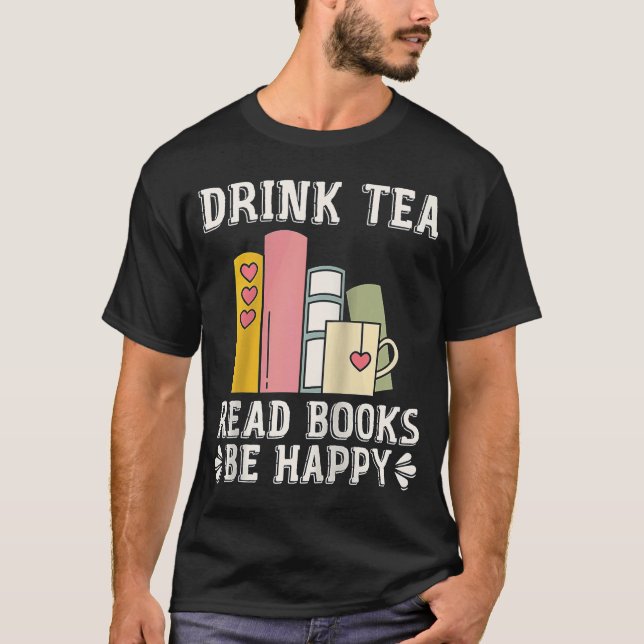 Drink Tee lesen Bücher glücklich sein Raglan Baseb (Vorderseite)