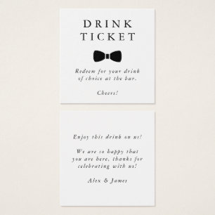 Drink Ticket Bow Krawatte Hochzeitszettel Bar Toke