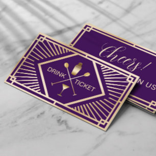 Drink Ticket Modern Lila Gold Free Drink Voucher