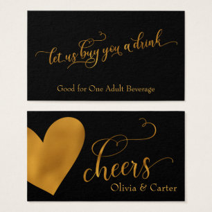 Drink Tickets, elegantes Gold Script & Herz