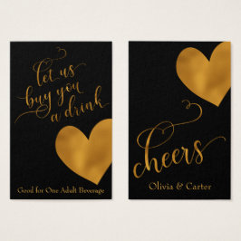 Drink Tickets, elegantes Gold Script & Herz