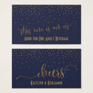 Drink Tickets, Gold Confetti am Mitternachtsblau