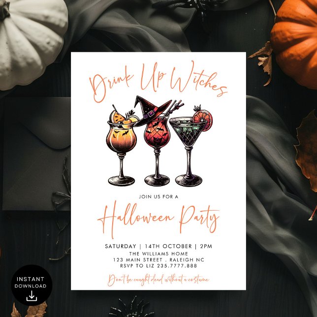 Drink up Hexen Cocktails Erwachsene Halloween-Part Einladung (Von Creator hochgeladen)